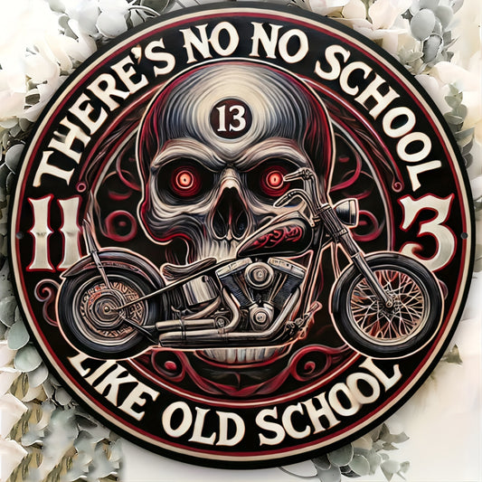 Vintage Skull and Motorcycle Metal Sign – 8x8 Inch Aluminum Wall Art, Durable Novelty Decor Gift for Kitchen, Bar, Restaurant, and Office - Premium tin sign from Lizard Vigilante - Just $23.88! Shop now at Lizard Vigilante