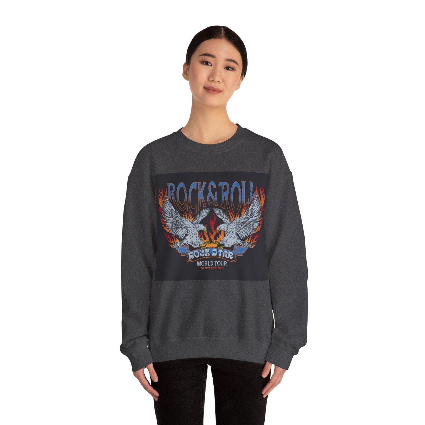 Rock & Roll Rock Star Unisex Heavy Blend™ Crewneck Sweatshirt - Premium Sweatshirt from Printify - Just $37.64! Shop now at Lizard Vigilante