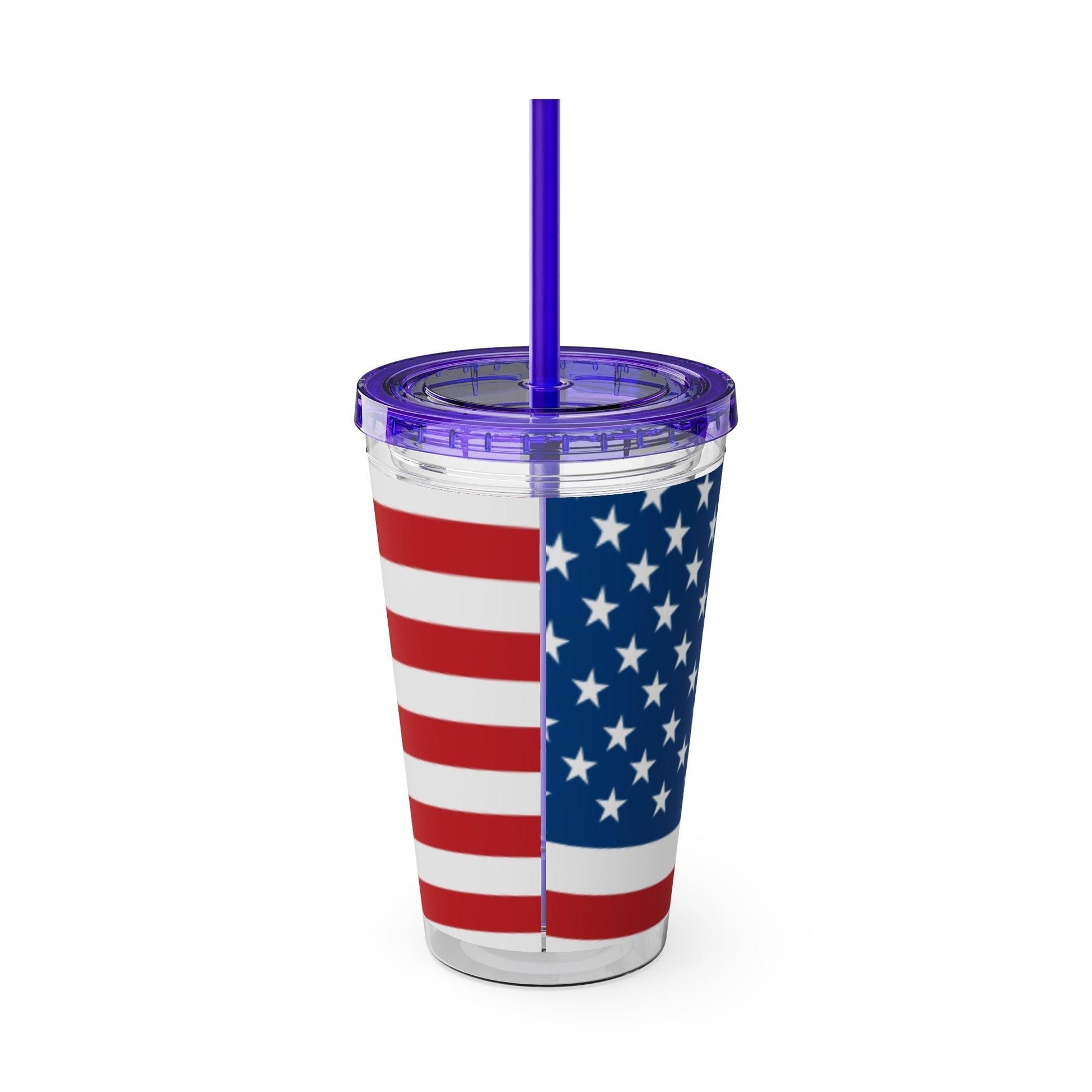 Uncle Sam Drums Before an American Flag Sunsplash Tumbler with Straw, 16oz - Lizard Vigilante