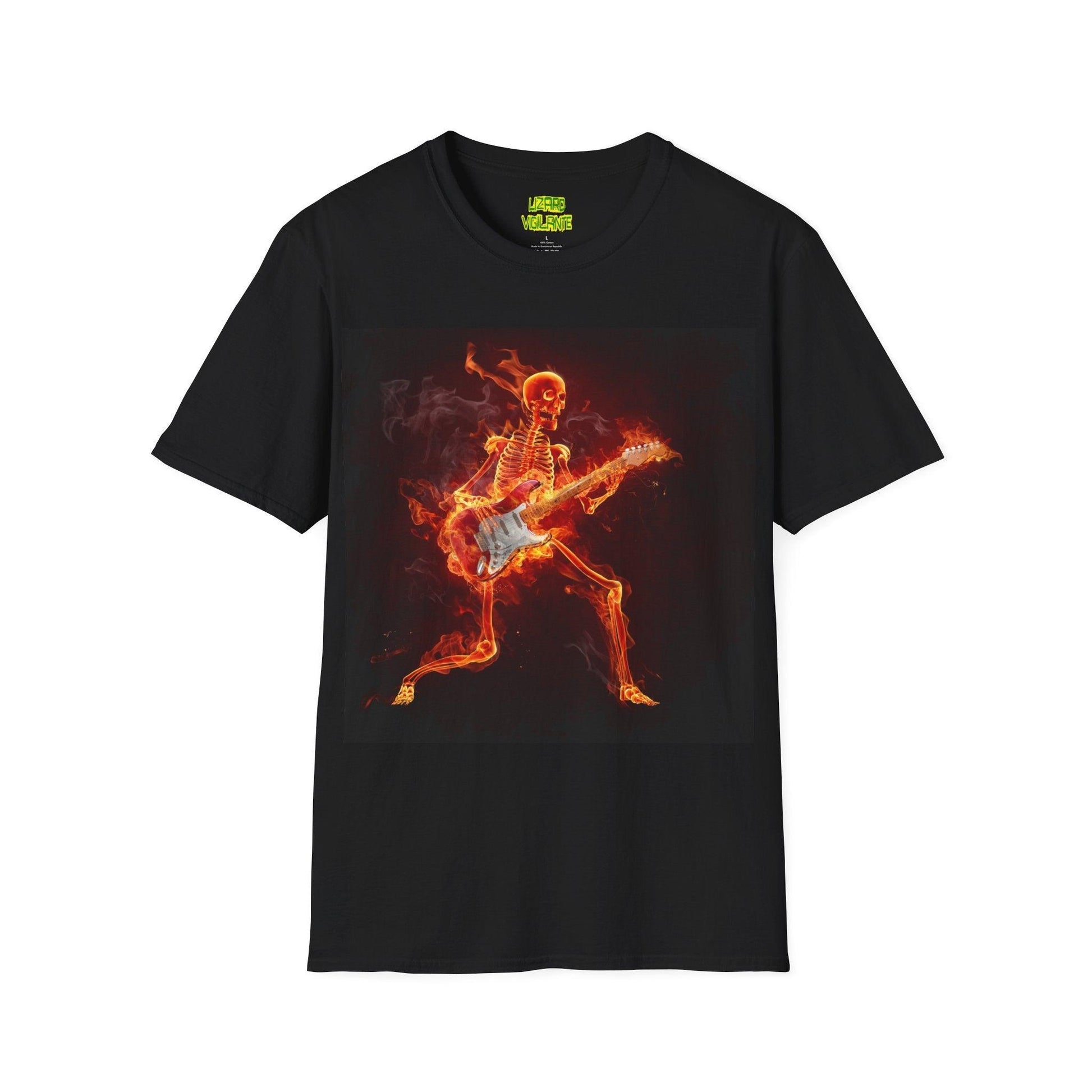 Fiery Guitarist Unisex Softstyle T-Shirt - Lizard Vigilante