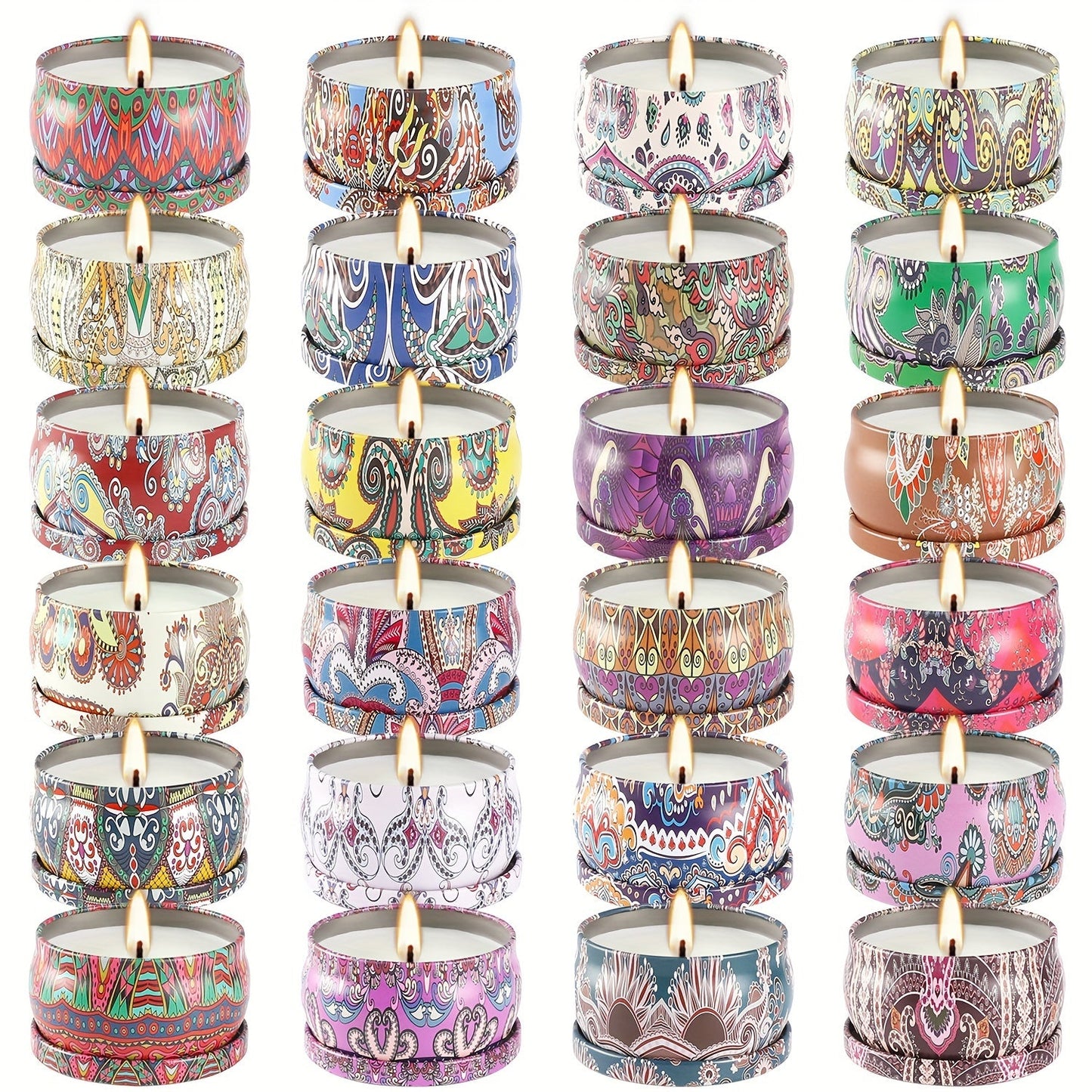 24 Pack Aromatherapy Scented Candle Gift Set Women's Scented Candle Home Natural Decorative Soy Wax Candle Tin Can Portable Travel Candle Yoga Mother's Day Valentine's Day Birthday Gift suit for father's day.