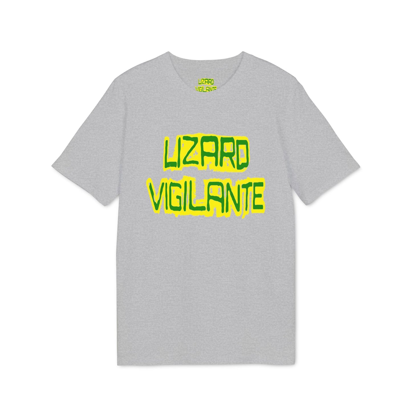 Lizard Vigilante T-Shirt — Retro Neon Graphic Tee for Reptile Fans
