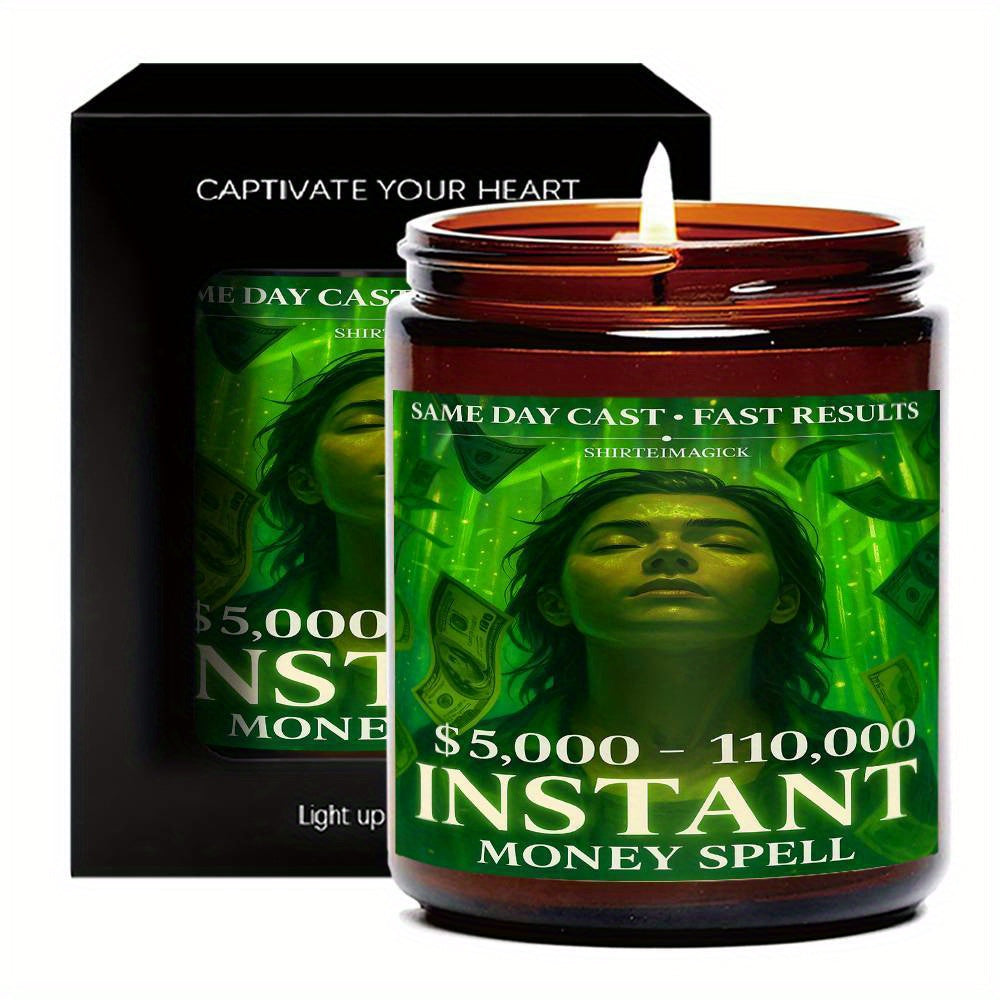 1pc 5. 3 Oz Instant Money Spell Casting Scented Candle Soybean Wax Gift Idea For Women Men Adult Bestie Coworker Husband Wife Him Her Son Daughter Dad Mum Sister Brother Family On Birthday Xmas New Year Funny Unique Essential
