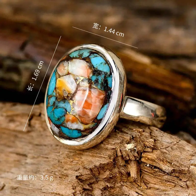 Oval Color Turquoise Ring Copper Niche