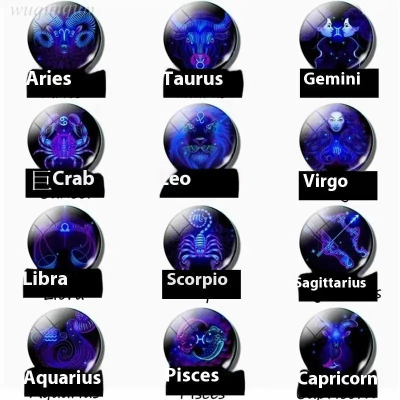 Blue Purple Glass Diamond Keychain Constellation Pendant