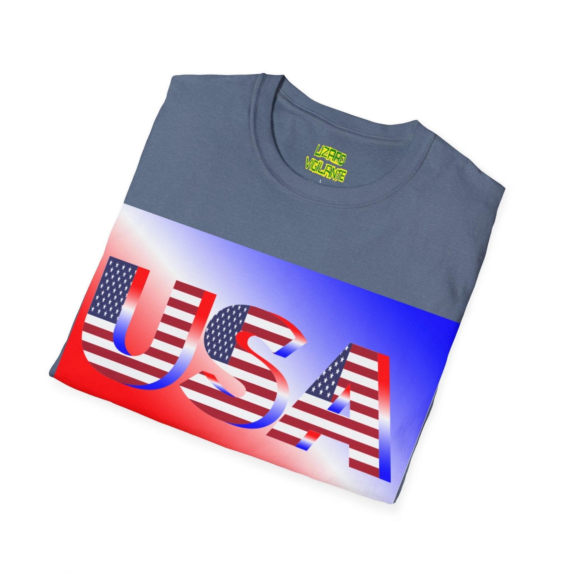 USA Red, White, and Blue Graphic Unisex Softstyle T-Shirt - Lizard Vigilante