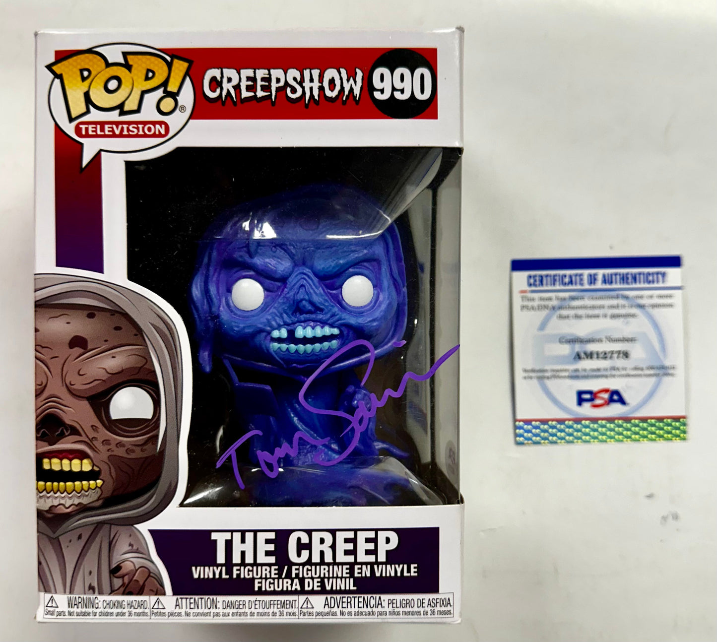 Tom Savini Signed The Creep Funko Pop! #990 Creepshow Glow Exclusive With PSA COA