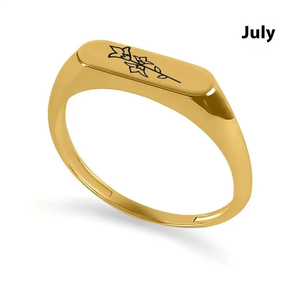 December Flowers And Plants Ring Stainless Steel Creative