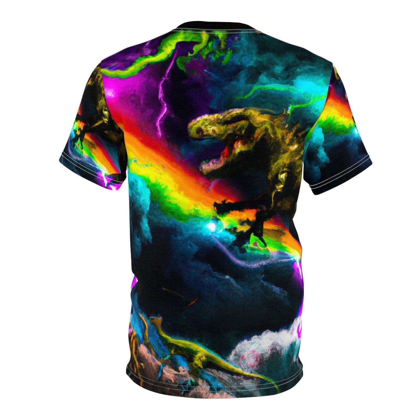 Rainbow in the Dark Dino Unisex Cut & Sew Tee (AOP) - Lizard Vigilante