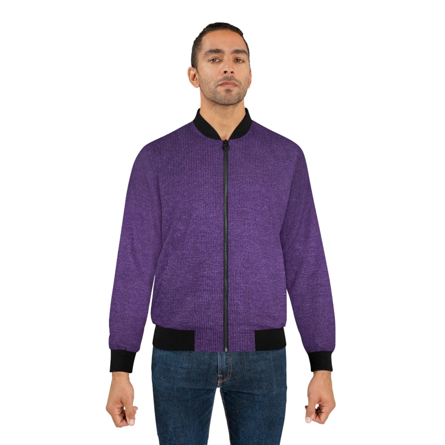 Faux Purple Silk Men's Bomber Jacket - Lizard Vigilante