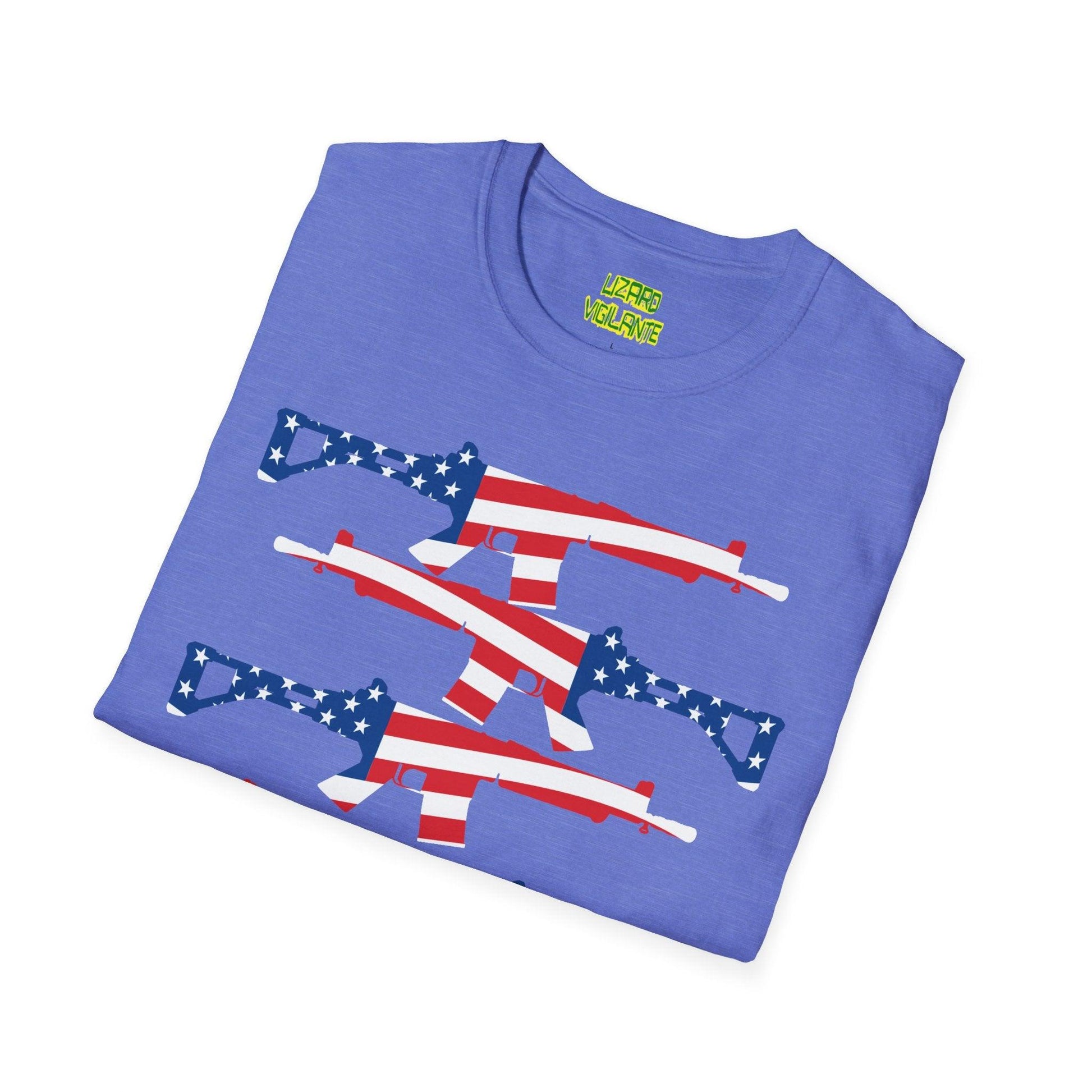 American Flag Guns Unisex Softstyle T-Shirt - Lizard Vigilante