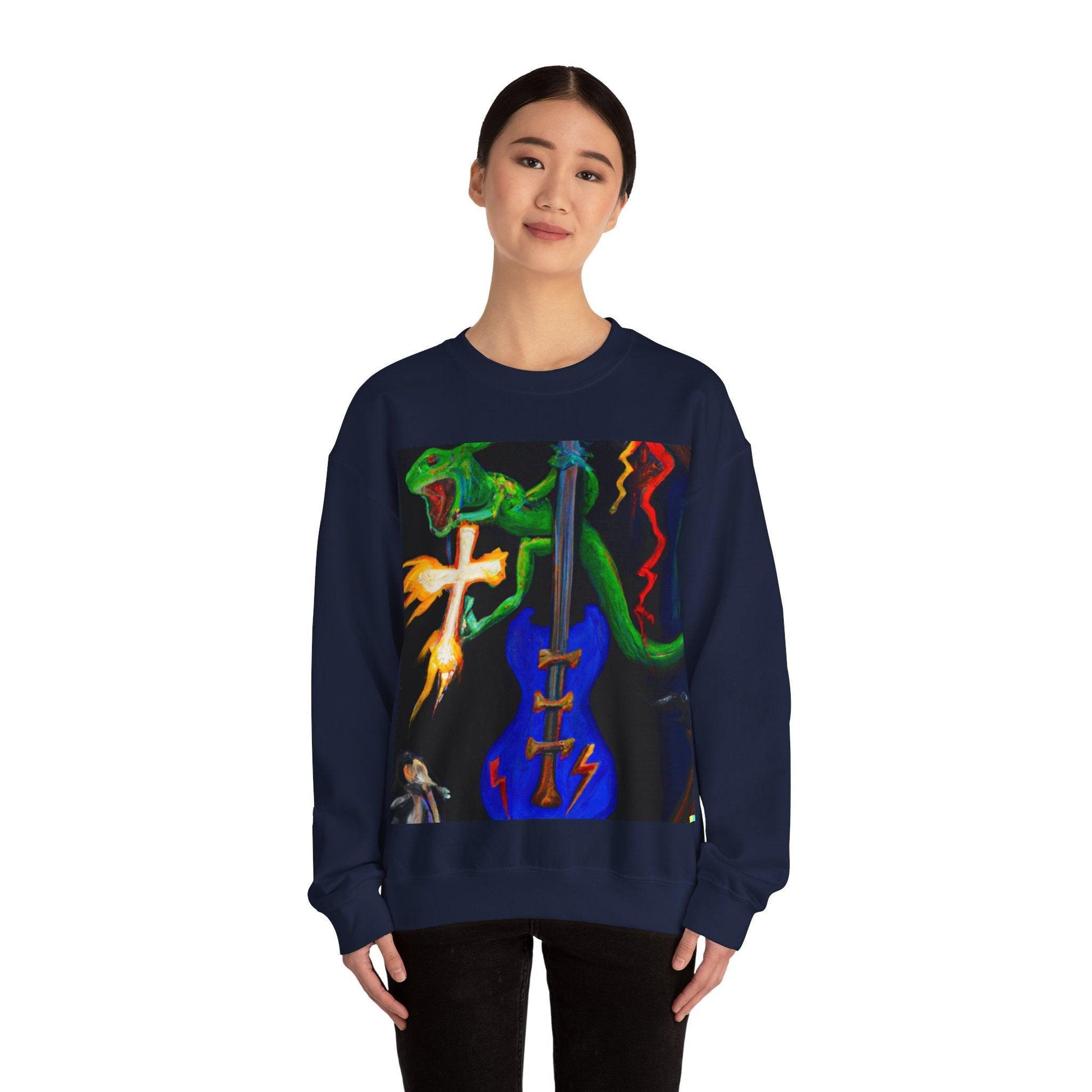 Lizard Vigilante Lightning Cross Unisex Heavy Blend™ Crewneck Sweatshirt - Lizard Vigilante