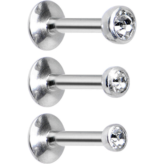 16G 1/4 Clear Gem Helix Cartilage Barbell 3 Pack Set