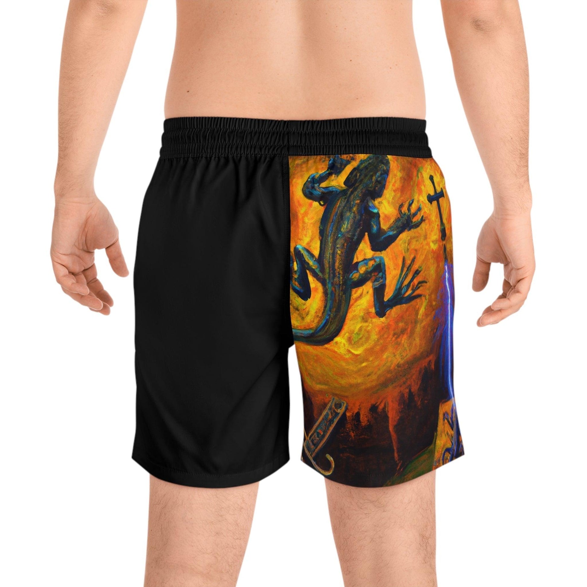 Lizard Vigilante Origins Half Men's Mid-Length Swim Shorts - Lizard Vigilante