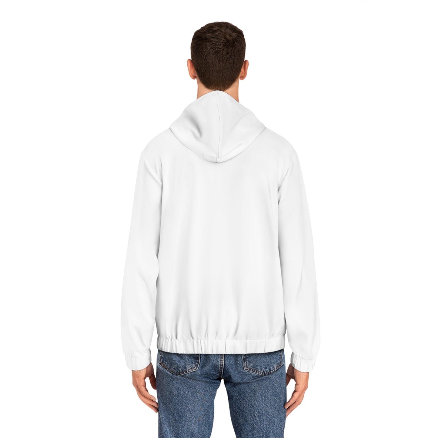 White Men's Full-Zip Hoodie - Lizard Vigilante