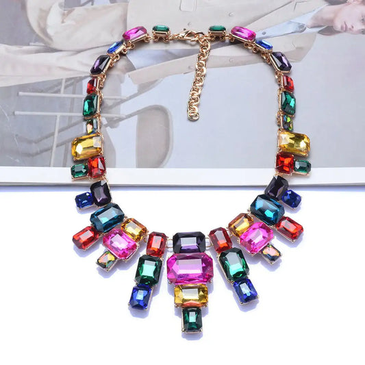 Luxurious Exaggerating Geometric Big Gem Necklace