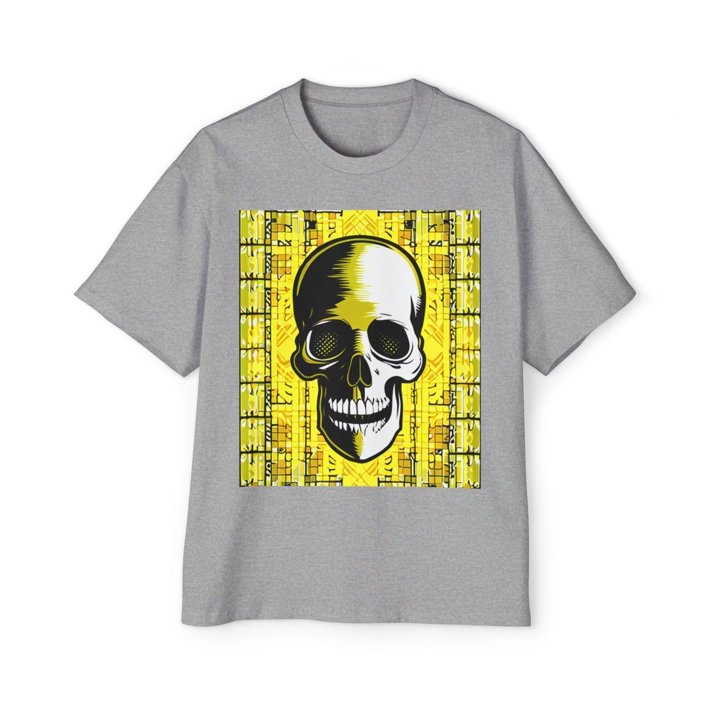 Goldgrid Skull Men's Heavy Oversized Tee - Lizard Vigilante