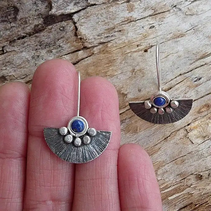 Ethnic Style Retro Semicircle Fan-shaped Metal Alloy Earrings