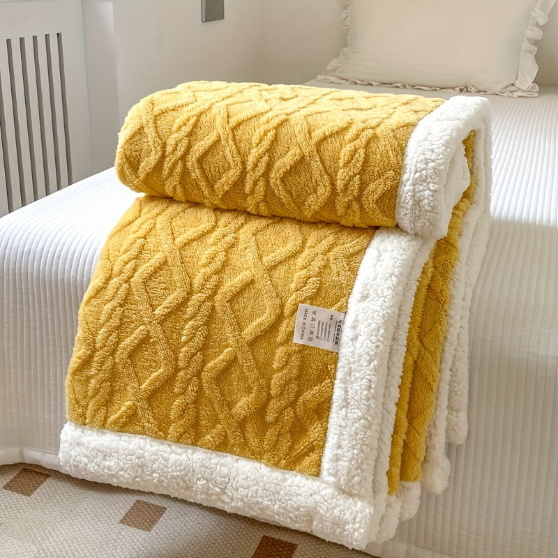 1pc Double-Sided Fleece Bed Blanket, Autumn And Winter Thickened Sofa Blanket, Air Conditioning Blanket, Suitable For All Seasons, Christmas present