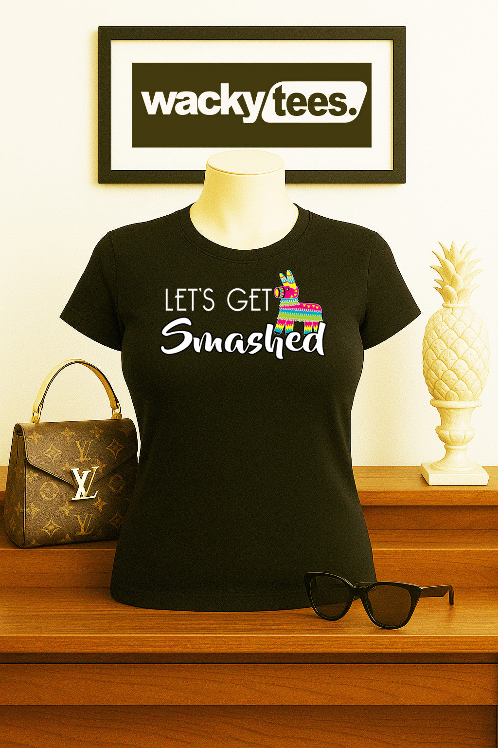 Lets Get Smashed Pinata Party Style Graphic Tee Shirt