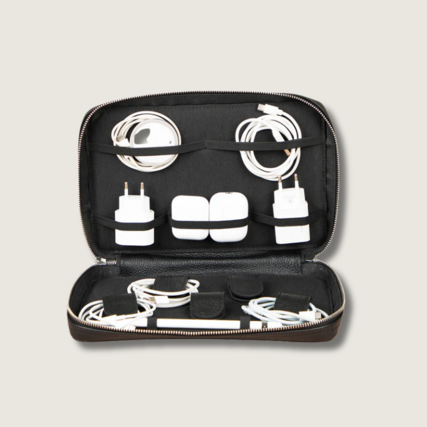 Leather Tech Organizer Case - Black - Oslo