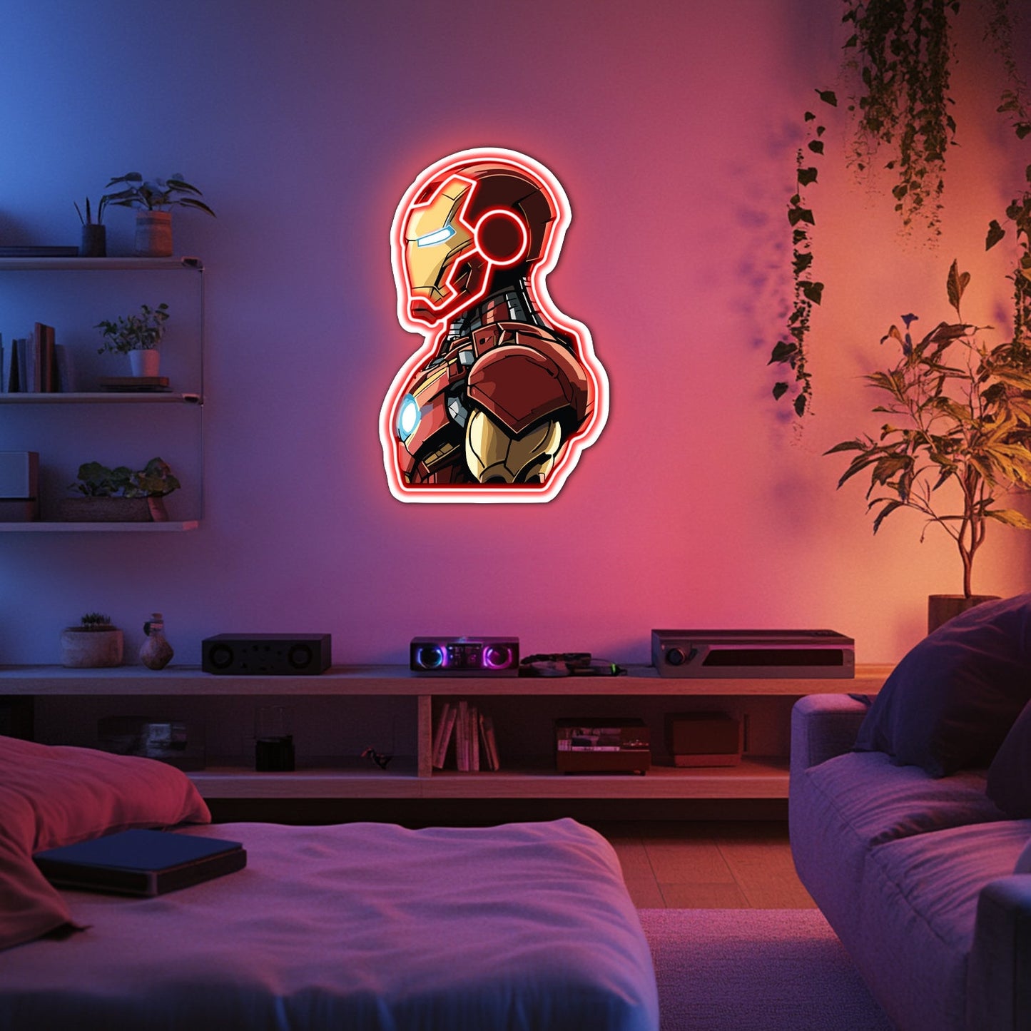 UV Printed Iron-Man Neon Wall Art- LV0076