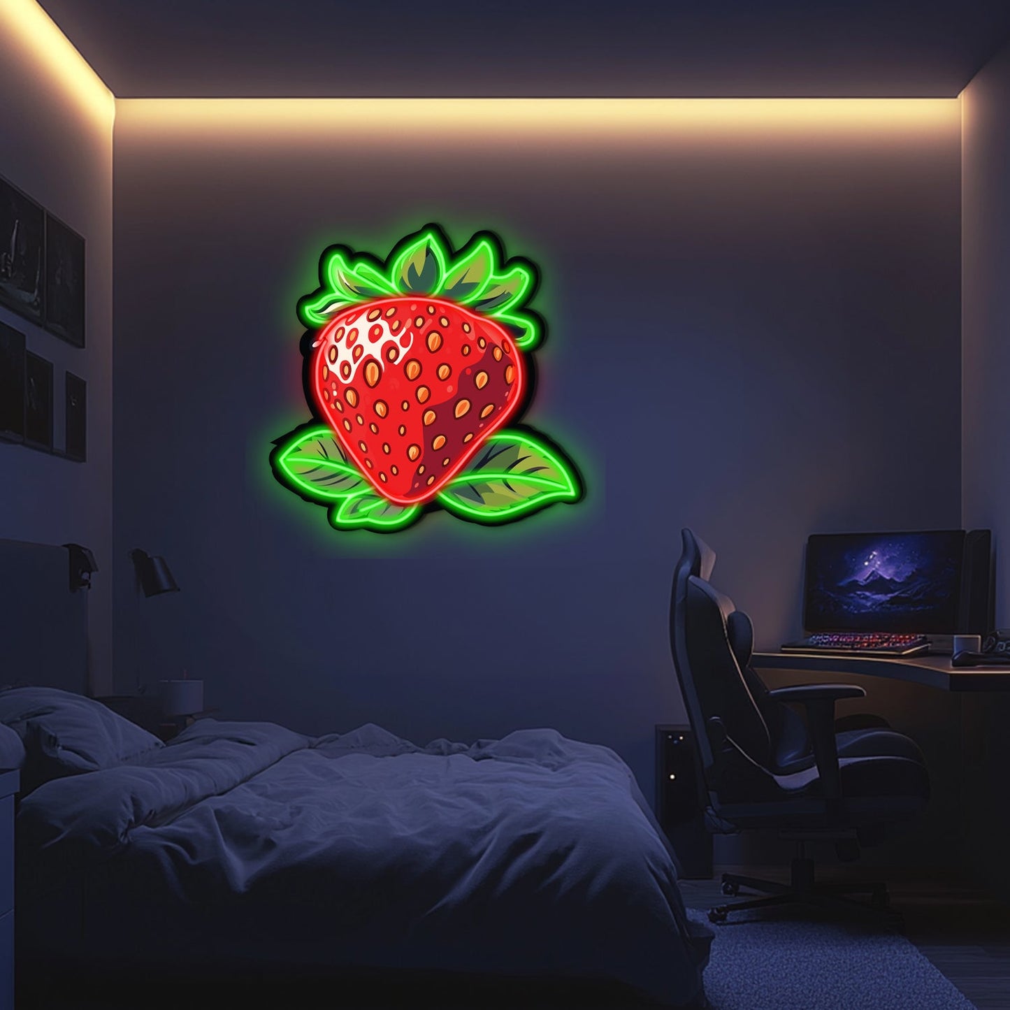 UV Printed Strawberry Neon Wall Art- LV0008