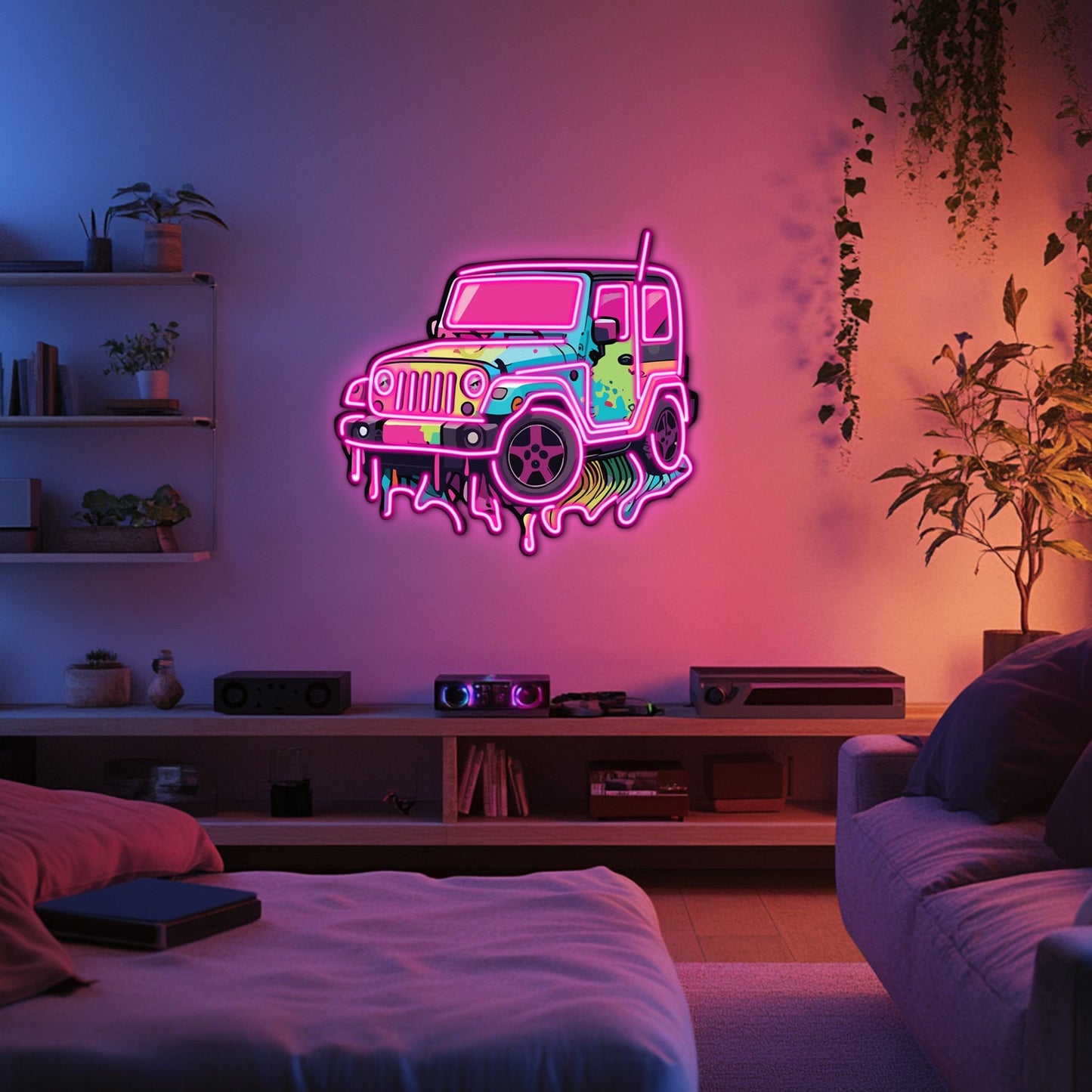 UV Printed Jeep Neon Wall Art- LV0078