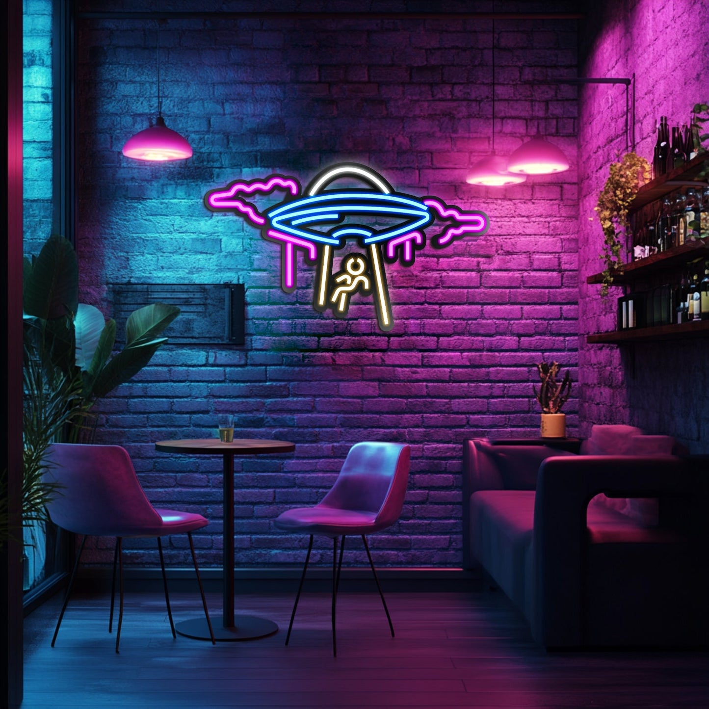 UFO Metal Neon Wall Art- LN0054