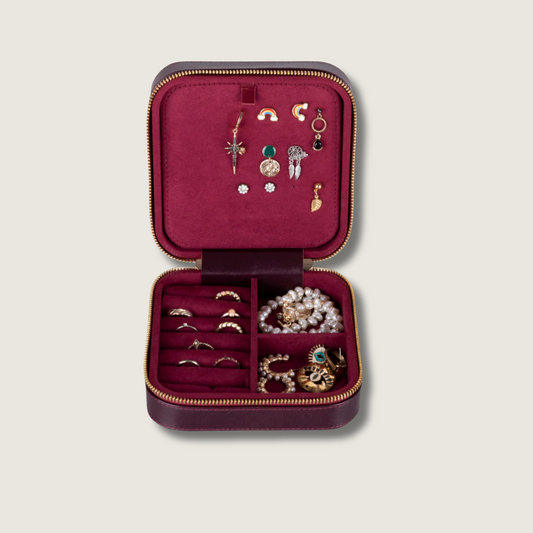 Luxury Travel Jewelry Box – Burgundy - Palermo