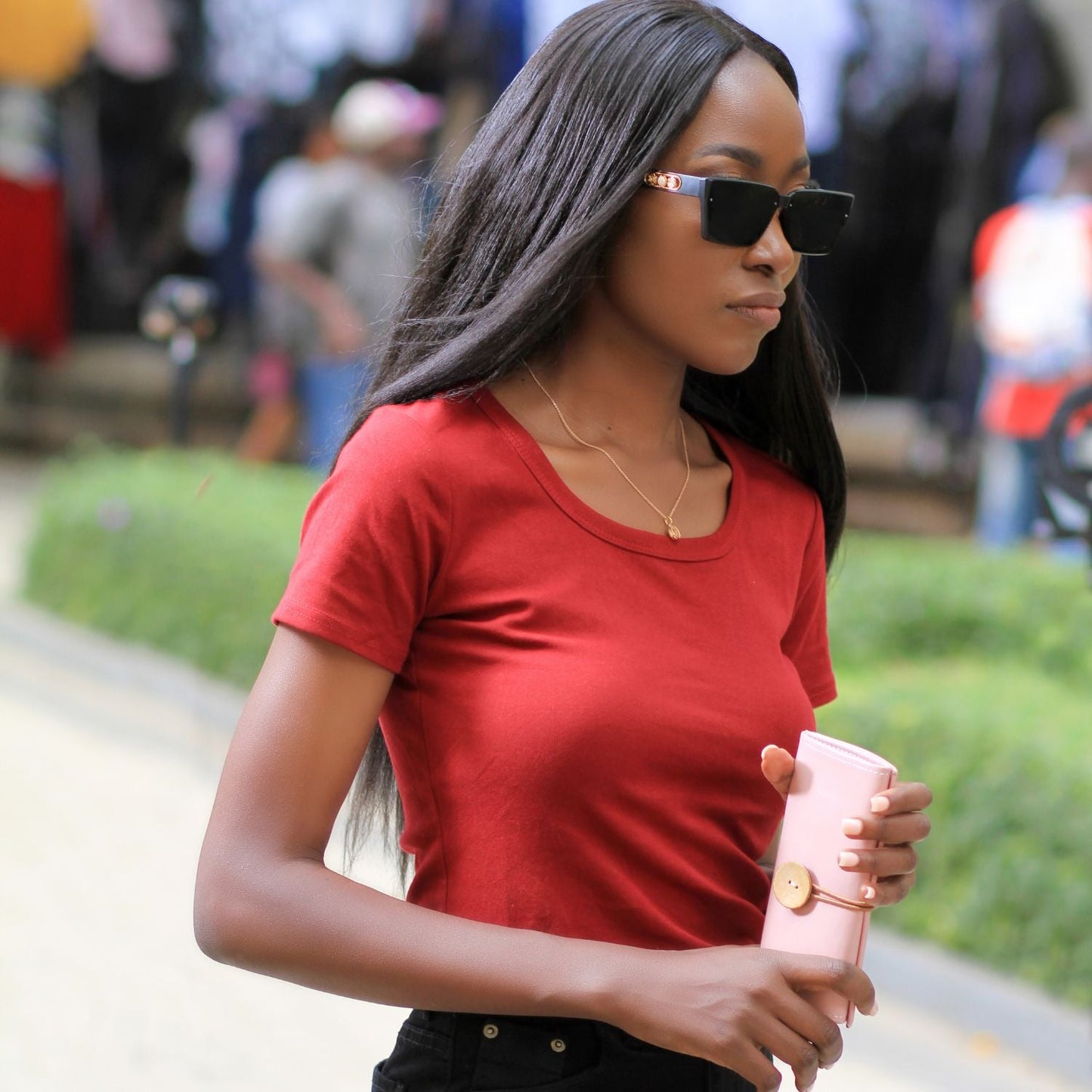 Leather Pink Travel Tech Organizer - Riverside