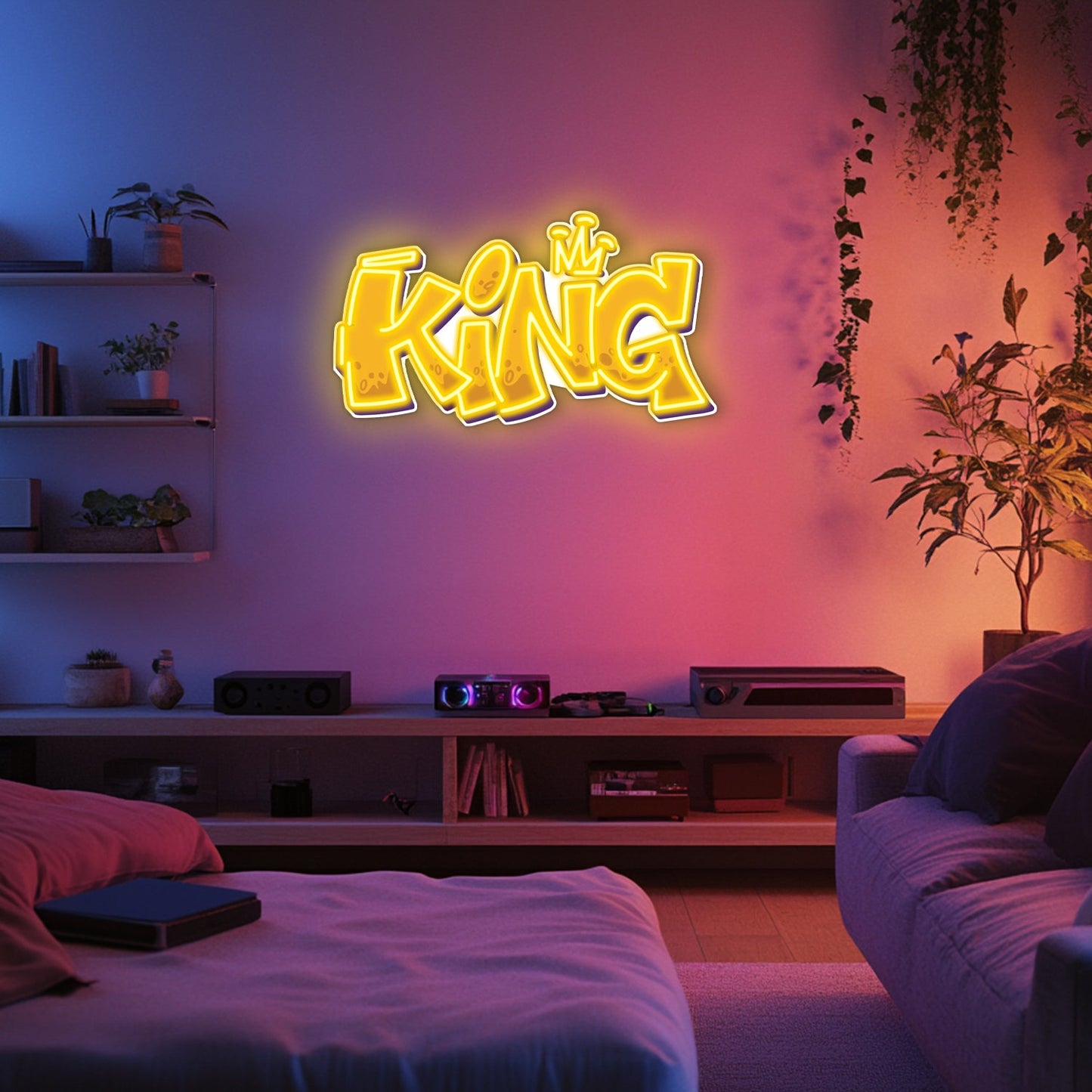 UV Printed King Neon Wall Art- LV0027