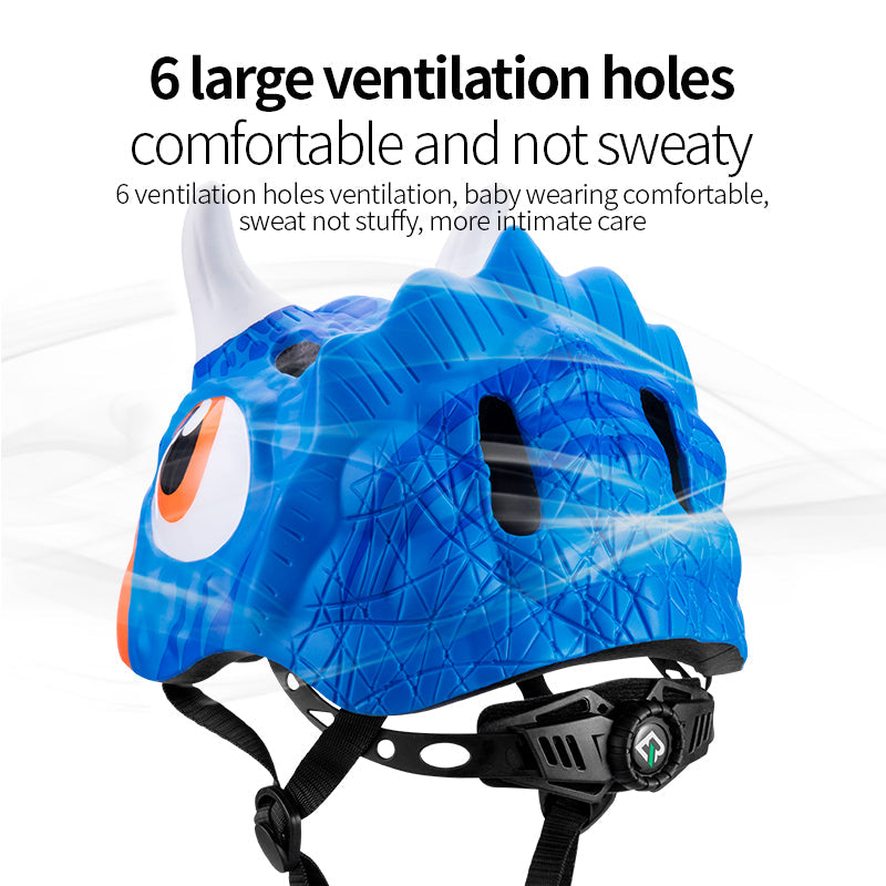 ROCKBROS Kids Cartoon Dinosaur Helmet Adjustable Lightweight