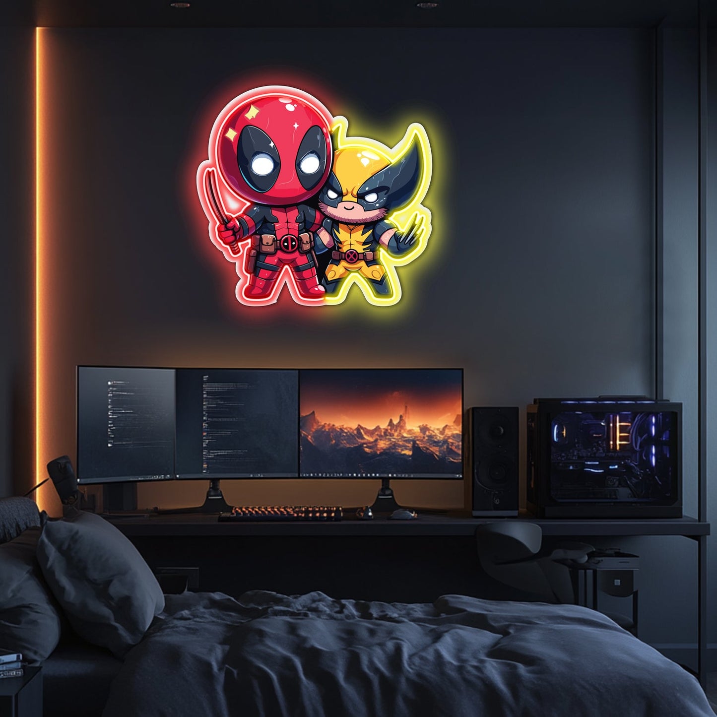 UV Printed Deadpool Wolverine Neon Wall Art- LV0066