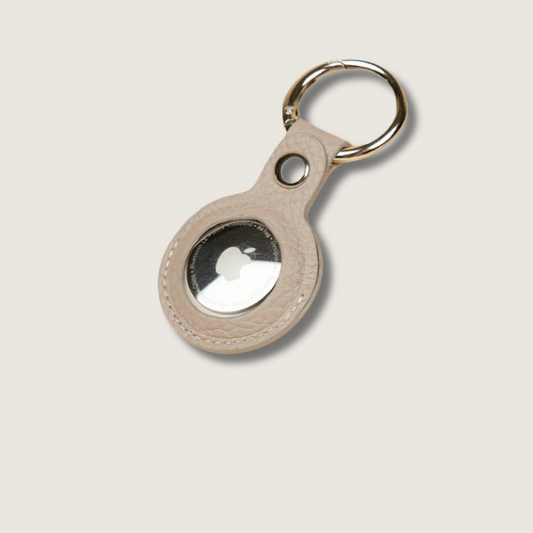 Premium Leather AirTag Holder - Light Beige - Orlando
