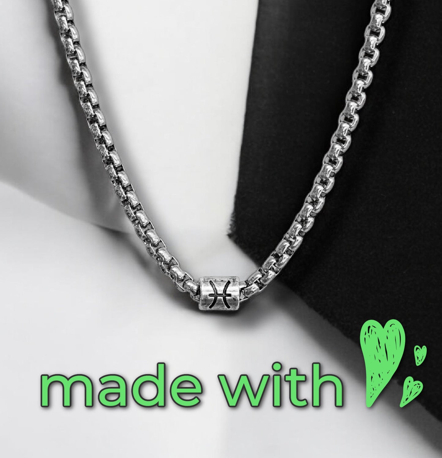 Horoscope stainless steel box chain zodiac necklace for men