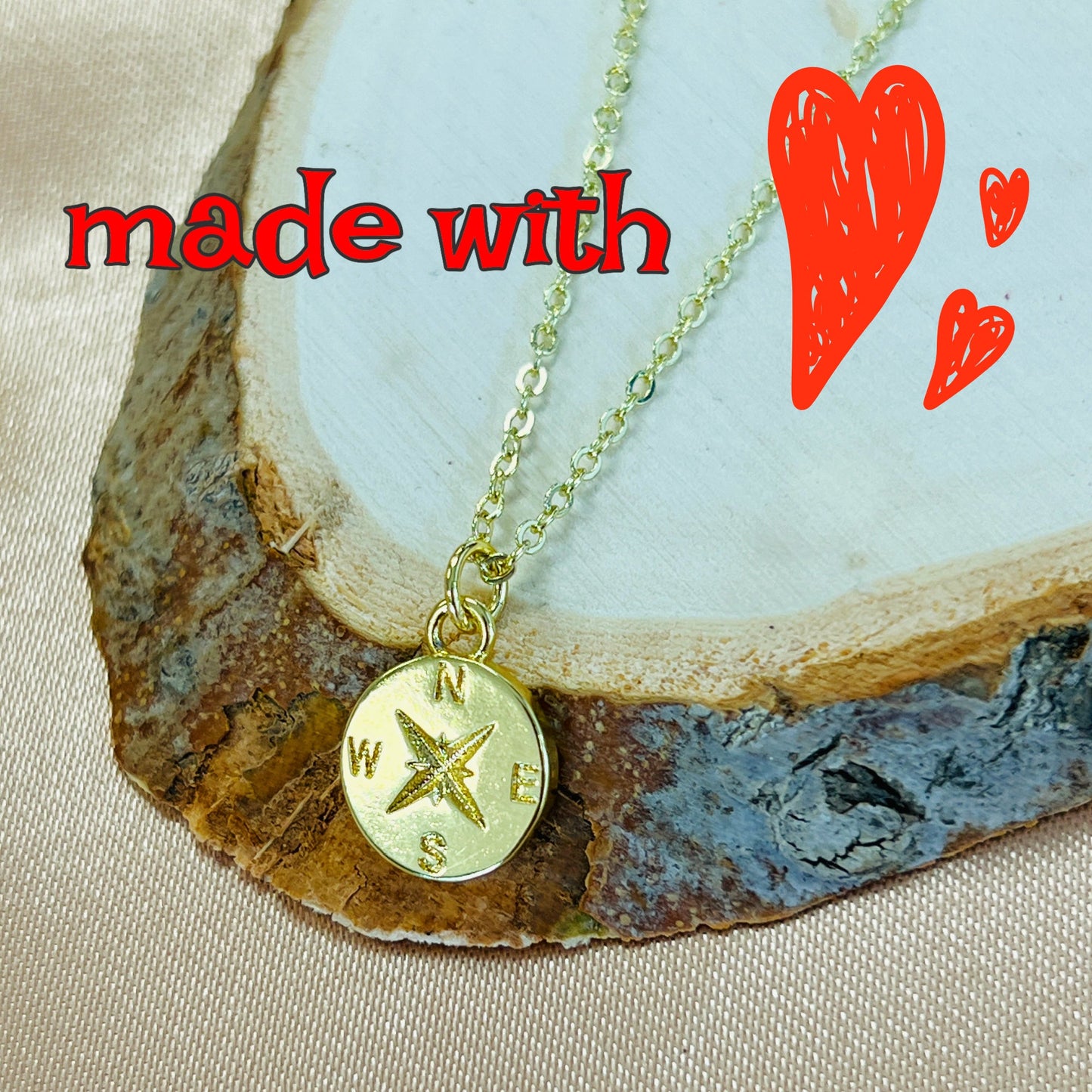 Dainty compass necklace