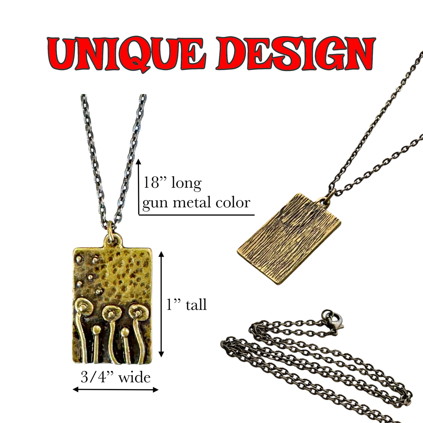 Mushroom necklace unique bohemian jewelry silver or bronze