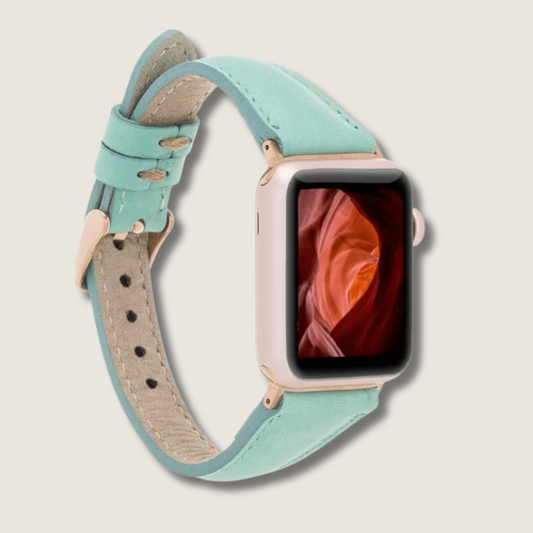 Classic Mint Green Leather Apple Watch Band - Dallas