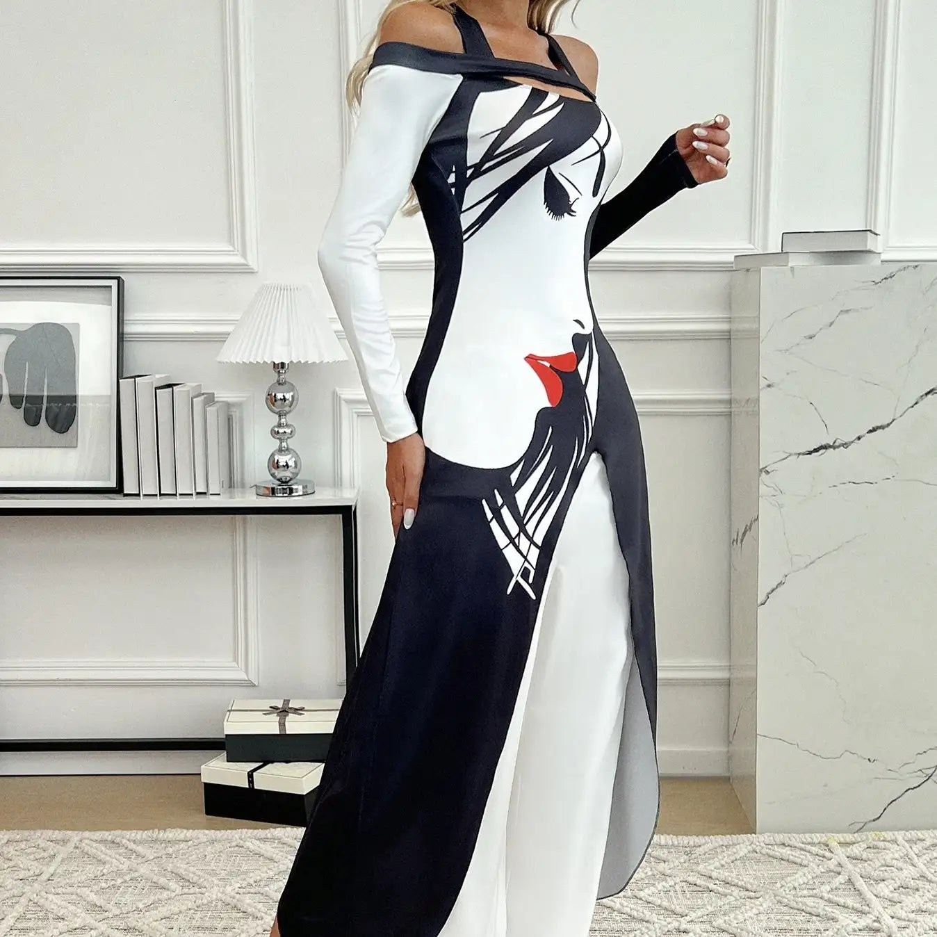 Ladies' Business Elegant Wide Leg Casual Loose Fit One Shoulder Set Sexy Party Set