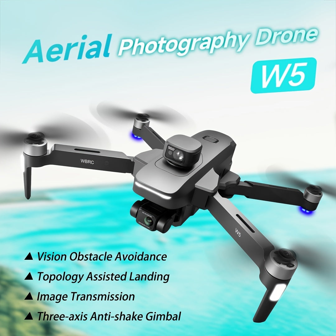 New Arrival W5- Drone, Extra Long Distance 16400 Feet Digital Image Transmission, Super Powerful Brushless Motor, EIS Three-axis Electronic Anti-Shake Gimbal, GPS Precise Outdoor Positioning, 4K HD Camera, 360° Full Angle In