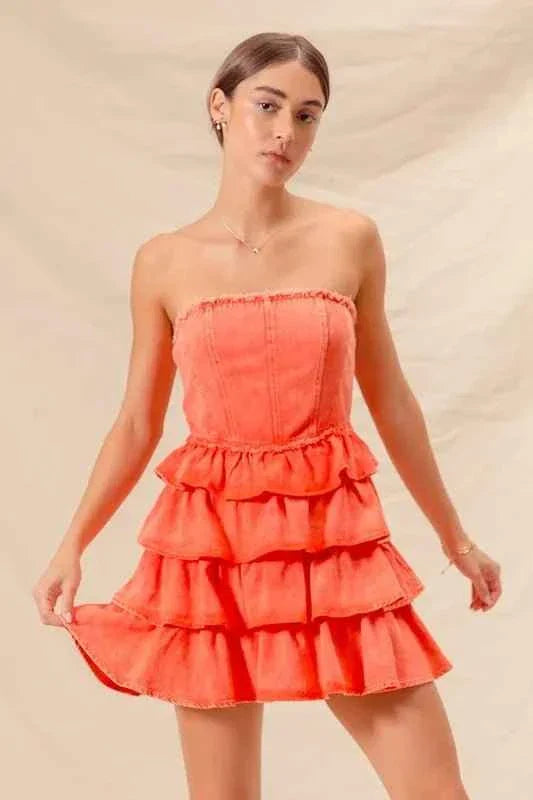Strapless Ruffle Layered : Cheer Up Dress