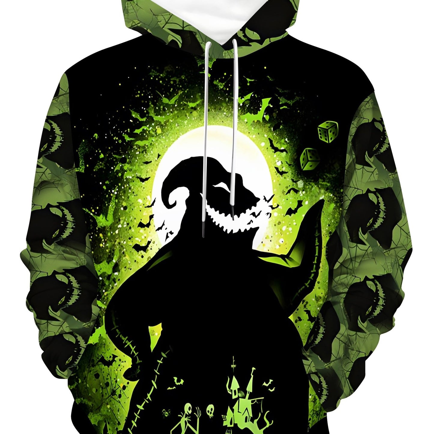 Plus Size Men's Monster Print Hoodie – Trendy Long Sleeve Pullover with Kangaroo Pocket For Cold Months - Premium hoodie from Lizard Vigilante - Just $34.88! Shop now at Lizard Vigilante