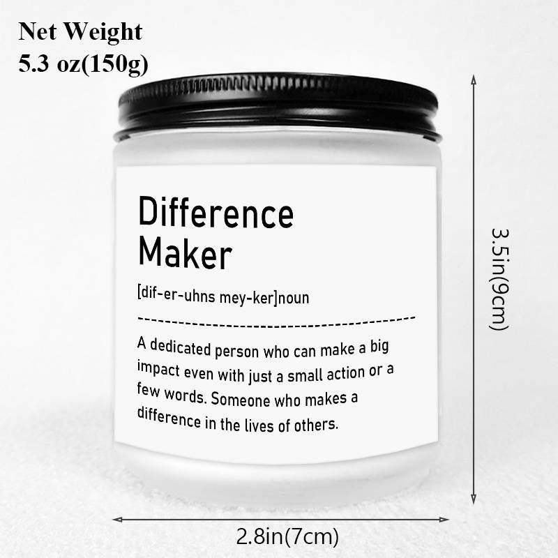 1pc, Lavender Scented Candle, "Difference Maker" Inspirational Quote, 33.81oz Glass Jar with Wick, Bee & Soy Wax, Perfect Gift for Women, Men, Best Friends, Teachers, Bosses, Leaders, Mentors, for Christmas, Thanksgiving, Bir