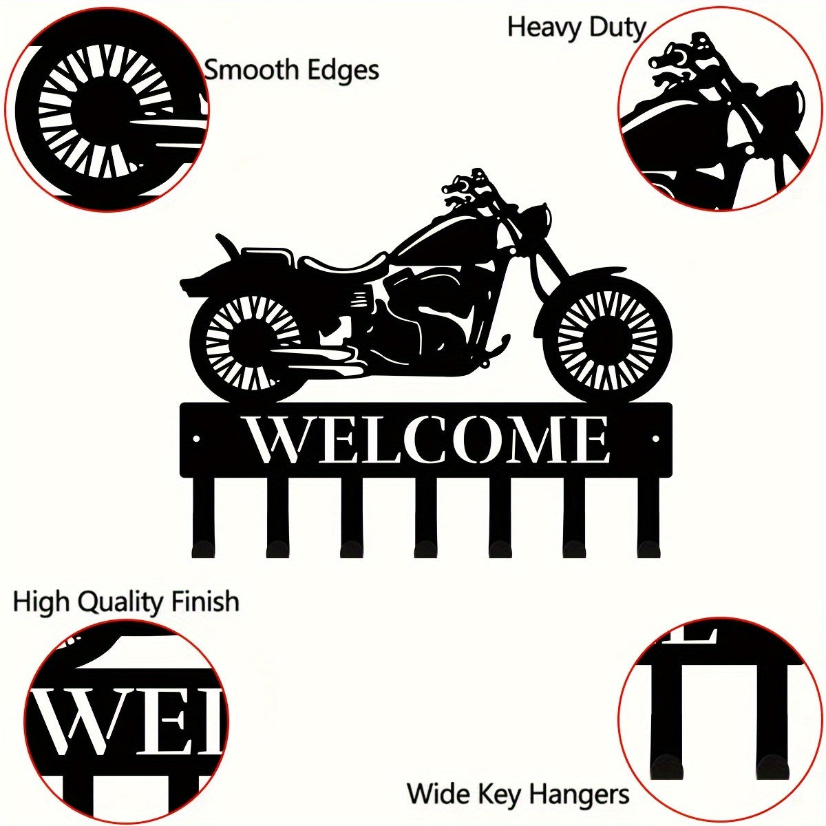 1pc Heavy-Duty Iron Motorcycle Biker Sign - Decorative Metal Wall Art with Coat Hooks for Garage, Entryway, and Home Decor - Rust-Resistant, Wall-Mounted, and Space-Saving Design, Perfect for Room Decor - Premium Home Decor from Lizard Vigilante - Just $24.88! Shop now at Lizard Vigilante