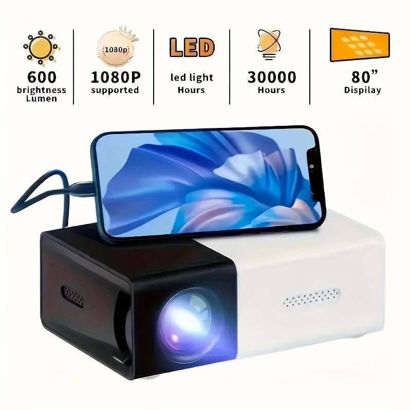 Mini Projector with 72-Inch Screen and Bracket – Portable Home Cinema - Premium  from Lizard Vigilante - Just $69.99! Shop now at Lizard Vigilante