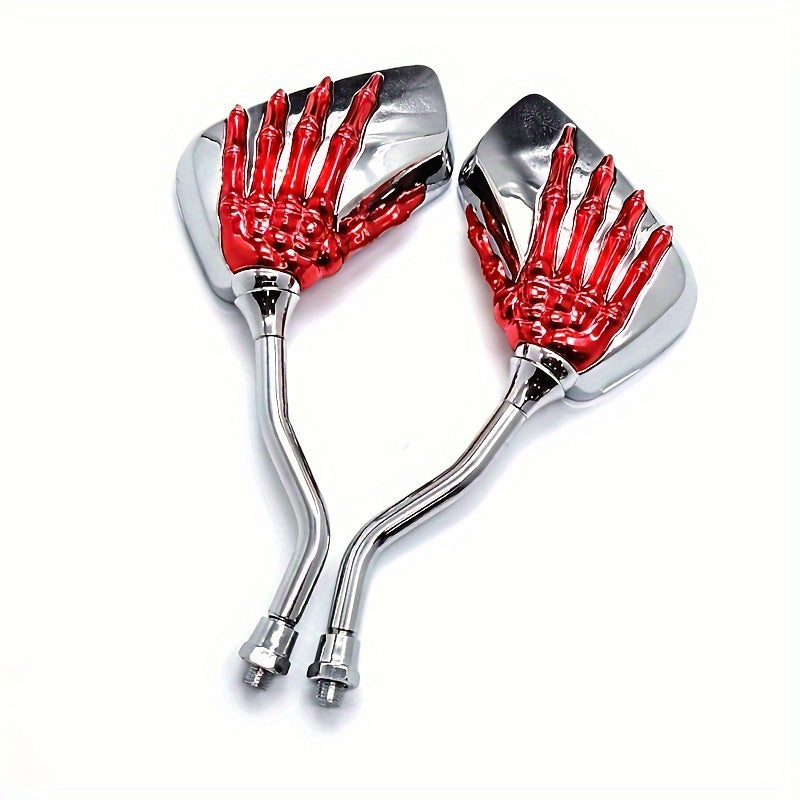 Skeleton Hand Motorcycle Rearview Side Mirrors - Custom Fit for Bobber, Touring, Dirt Bikes, and More, Universal 8mm/10mm Mount - Premium motorcycle mirrors from Lizard Vigilante - Just $33.88! Shop now at Lizard Vigilante