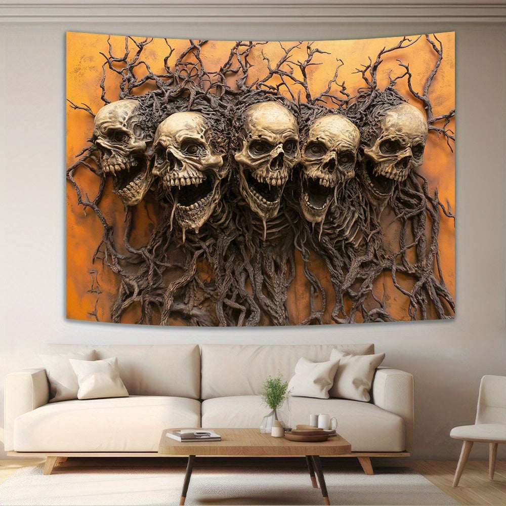 3D Skull & Branch Tapestry - Stunning Visual Art for Living Room, Bedroom, Office | Creative Decor Gift - Premium banner from Lizard Vigilante - Just $21.99! Shop now at Lizard Vigilante