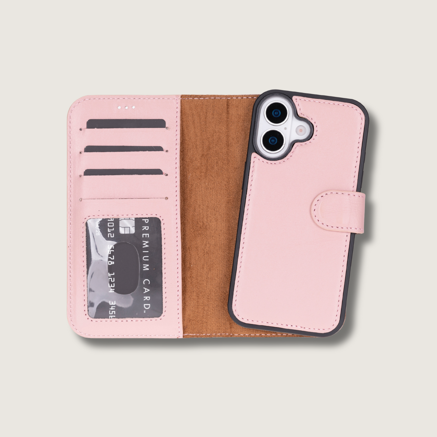 Leathere iPhone 17 Wallet Case – Pink - New York
