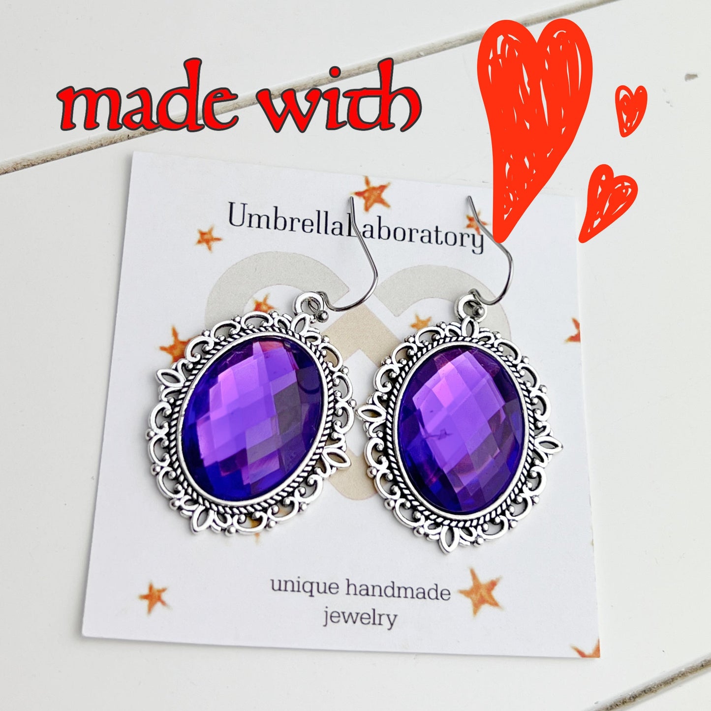 Victorian gothic renaissance inspired red or purple cameo earrings